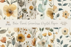 Boho Floral Seamless Digital Paper Product Image 1