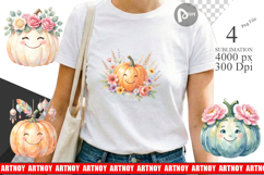 Boho Floral Pumpkin Sublimation Product Image 1