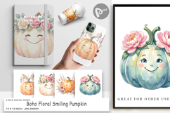 Boho Floral Pumpkin Digital Paper Product Image 1