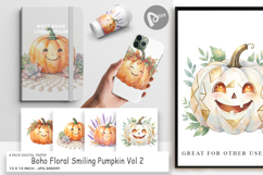 Boho Floral Pumpkin Digital Paper Product Image 1