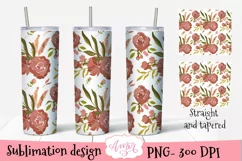 Boho floral 20 oz skinny tumbler sublimation design Product Image 1