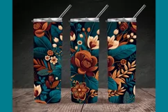 Boho Floral Tumbler Wrap, Boho Floral Tumbler Sublimation Product Image 1