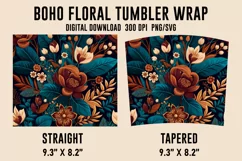 Boho Floral Tumbler Wrap, Boho Floral Tumbler Sublimation Product Image 2