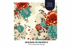 Boho Floral Tumbler Wrap Teal Flower Tumbler Sublimation