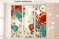Boho Floral Tumbler Wrap Teal Flower Tumbler Sublimation