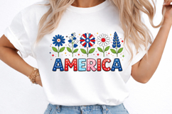 Boho Floral USA T-shirt Design Product Image 3