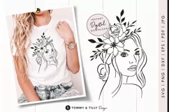Boho Floral Woman No.2 SVG Cut File for Cricut and Silhouett Product Image 1