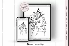 Boho Floral Woman No.2 SVG Cut File for Cricut and Silhouett Product Image 2
