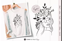 Boho Floral Woman No.3 SVG Cut File for Cricut and Silhouett Product Image 1