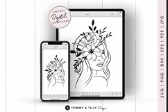 Boho Floral Woman No.3 SVG Cut File for Cricut and Silhouett Product Image 2