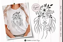Boho Floral Woman No.4 SVG Cut File for Cricut and Silhouett Product Image 2