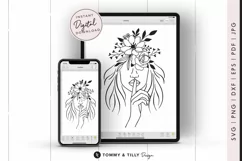 Boho Floral Woman No.4 SVG Cut File for Cricut and Silhouett Product Image 1