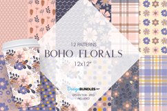 Boho Florals Digital Paper, Boho Florals Vector Patterns Product Image 1