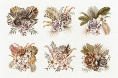 Boho Flowers Watercolor Clipart