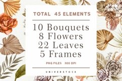 Boho Flowers Watercolor Clipart