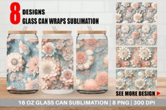 Glass Can Wraps Boho Flowers Pattern Product Image 1