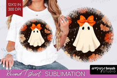 Boho Ghost Halloween Round Tshirt Background Spooky Season Product Image 1