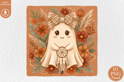 Boho Ghost Bow PNG, Cute Halloween Ghost Sublimation Product Image 1