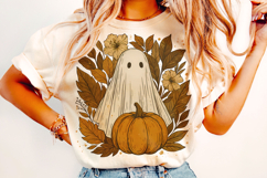 Pumpkin Ghost PNG, Boho Floral Fall PNG, Halloween Ghost PNG Product Image 2