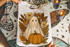Pumpkin Ghost PNG, Boho Floral Fall PNG, Halloween Ghost PNG Product Image 3