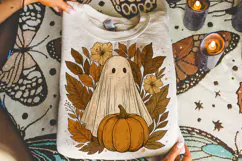 Pumpkin Ghost PNG, Boho Floral Fall PNG, Halloween Ghost PNG Product Image 3