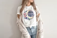 Moon Vibes Sublimation design - floral moon png Product Image 2