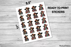 Hygge Stickers | Vintage Boho Girl Printable Clipart PNG Product Image 2