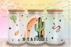 Cactus libbey can glass PNG, boho glass can Product Image 1