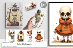 Digital Paper Boho Skeleton Halloween Product Image 1