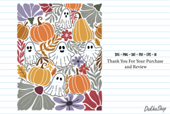 Retro Boho Floral Halloween Fall SVG Halloween Ghost SVG Product Image 10