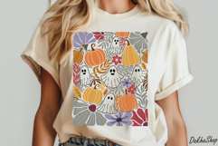 Retro Boho Floral Halloween Fall SVG Halloween Ghost SVG Product Image 4