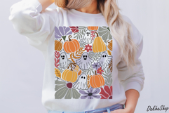 Retro Boho Floral Halloween Fall SVG Halloween Ghost SVG Product Image 3