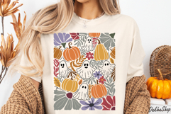 Retro Boho Floral Halloween Fall SVG Halloween Ghost SVG Product Image 2