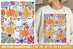 Retro Boho Floral Halloween Fall SVG Halloween Ghost SVG Product Image 1