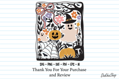 Retro Boho Floral Halloween SVG Spooky Ghost SVG Pumpkin PNG Product Image 8