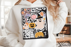 Retro Boho Floral Halloween SVG Spooky Ghost SVG Pumpkin PNG Product Image 6