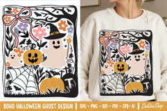 Retro Boho Floral Halloween SVG Spooky Ghost SVG Pumpkin PNG Product Image 1