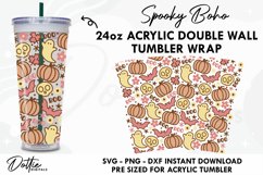 Spooky Boho Full Halloween Wrap SVG | 24oz Acrylic Tumbler Product Image 1