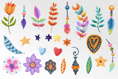 48 hand-drawn boho Halloween clipart PNGs — pumpkins, skulls, rainbows, witch hats. Perfect for sublimation, stickers, crafts, and print projects.