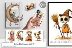 Digital Paper Boho Skeleton Halloween Product Image 1