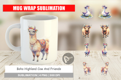 Boho Highland Cow Mug Wrap Product Image 1