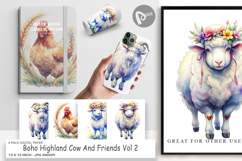 Boho Highland Cow Digital Paper Product Image 1
