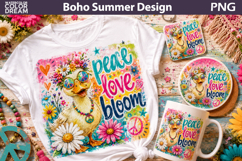 Summer Boho Hippie Sublimation | Peace Duck Illustration Product Image 1