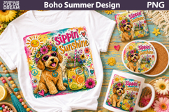 Hippie Dog Summer Art | Boho Sunshine Sublimation Product Image 1