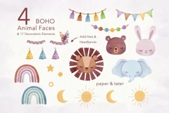 Watercolor BOHO Nursery Clipart Set, Bohemian Baby Room PNG Product Image 2