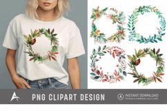 Watercolor Boho Leaf Wreath Floral Clipart Product Image 1