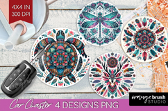 Boho Animal Car Coaster - Mandala Coaster PNG Sublimation Product Image 1
