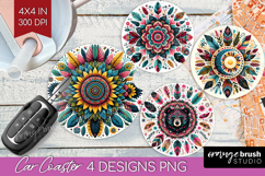 Boho Animal Car Coaster - Mandala Coaster PNG Sublimation Product Image 1