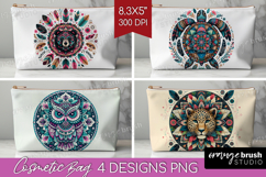 Boho Animal Cosmetic Bag - Mandala Makeup Bag PNG Product Image 1