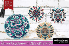 Boho Animal Keychain PNG - Mandala Keychain Sublimation Product Image 1